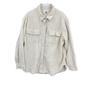 American Eagle Ribbed Corduroy White Long Sleeve Button Shirt XL